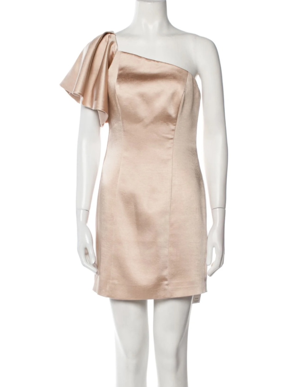 Fame and Partners One-Shoulder Satin Mini Dress in Blush Champagne